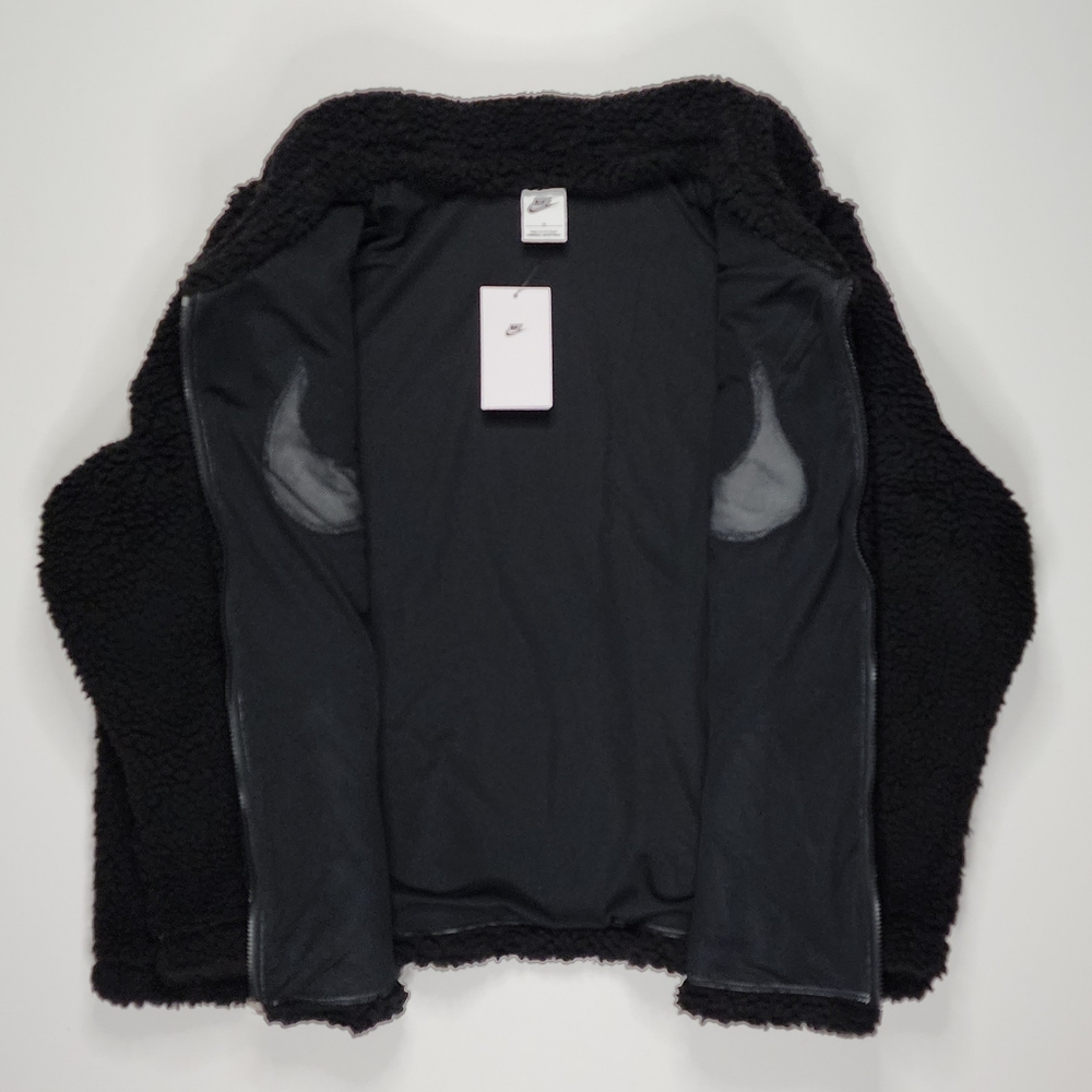 Nike Womens Sz 1x NSW Sportswear Swoosh Full-Zip Jacket Sherpa Faux Fur Black - Picture 7 of 12